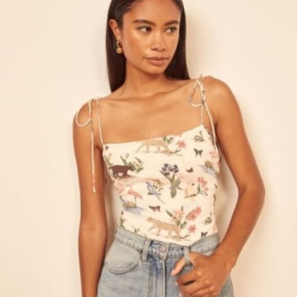 Reformation Lupe Top in Rainforest NEW - Picture 2 of 12